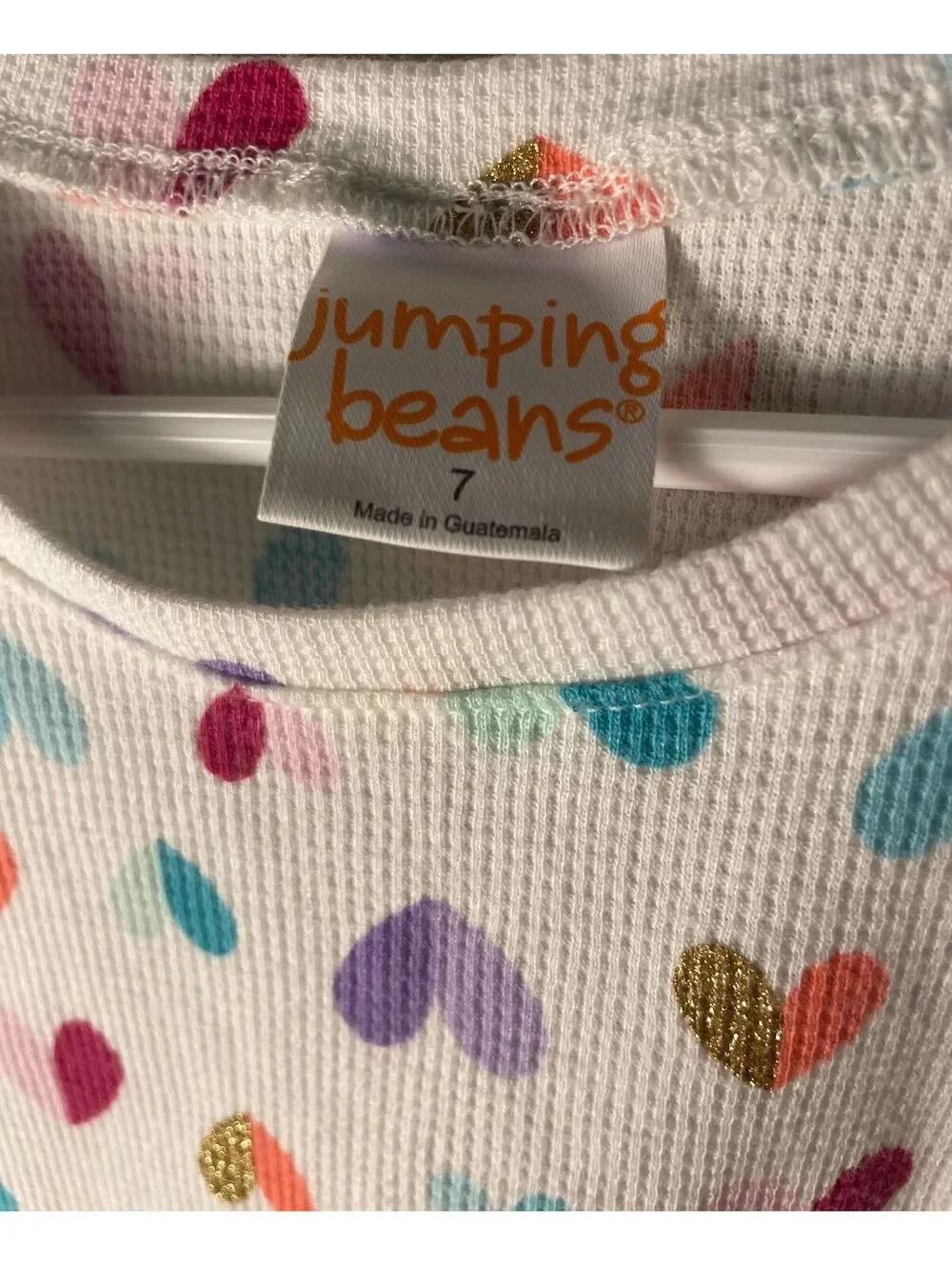 Jumping Beans Girls Long Sleeve Top Waffle Knit Size 7 Cream Red Purple Fall